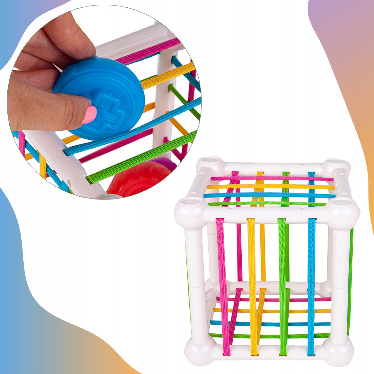 KLOCKI KSZTAŁTY SENSORYCZNE ZABAWA ZRĘCZNOŚCIOWA Materiał Plastik