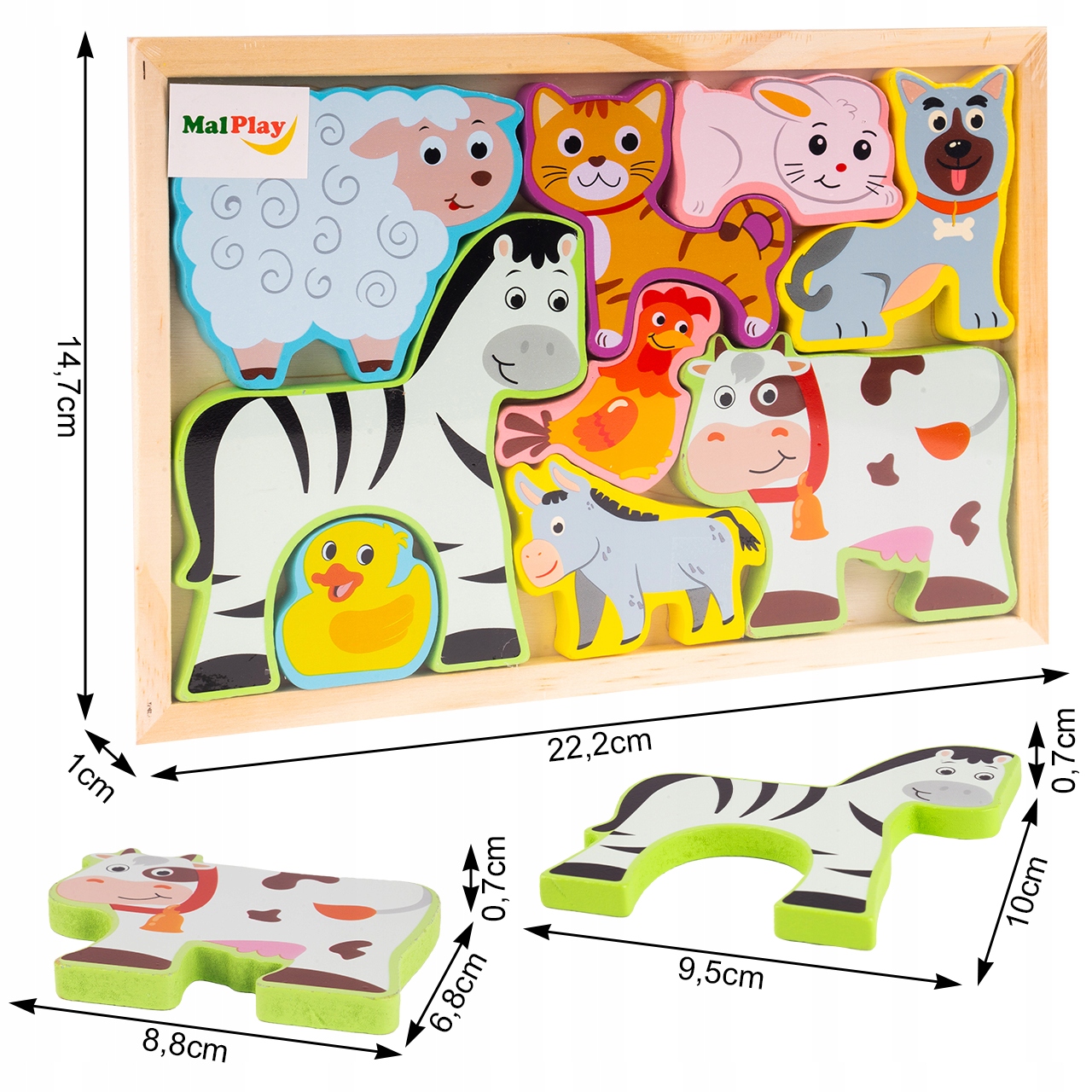 PUZZLE DREWNIANA UKŁADANKA FARMA ZOO ZWIERZĘTA MONTESSORI PLANSZA KLOCKI Płeć chłopcy dziewczynki