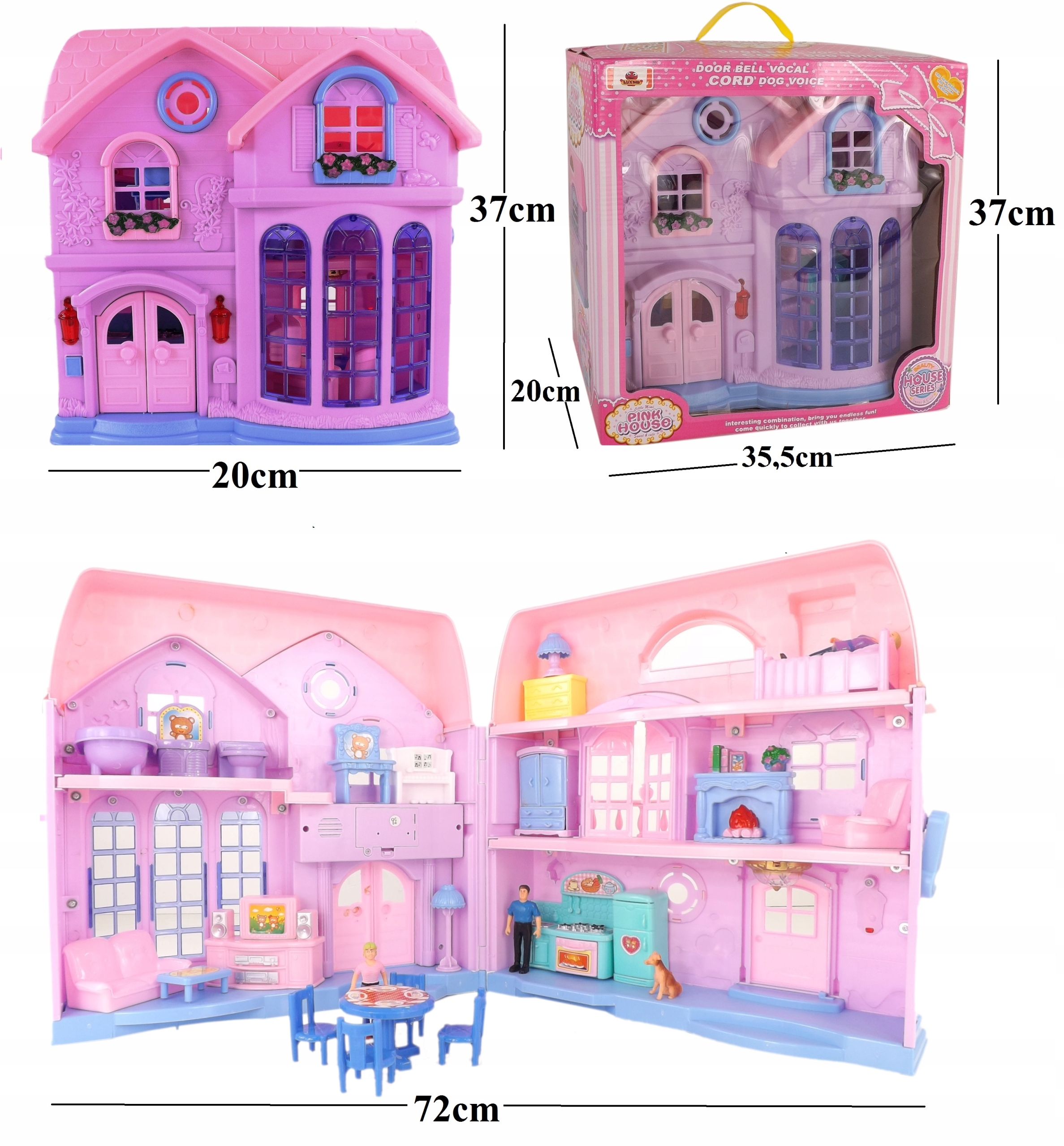 DOMEK DLA LALEK DZWONEK DO DRZWI! rodzinka 8039 Baterie 2xAA brak w zestawie