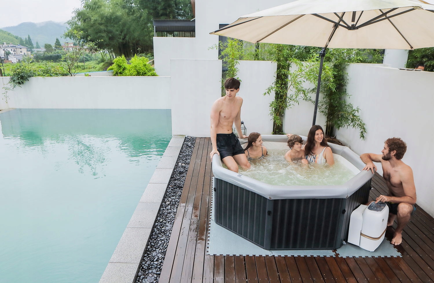 WANNA SPA JACUZZI OGRODOWE DUŻE 6 OSOBOWE 1200L Długość 193 cm