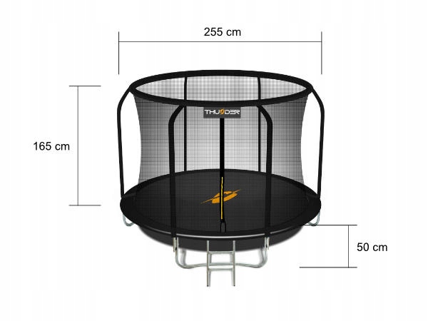 THUNDER Trampolina DOMOWA 8FT - 244cm DRABINKA PRO Wysokość całkowita 215 cm