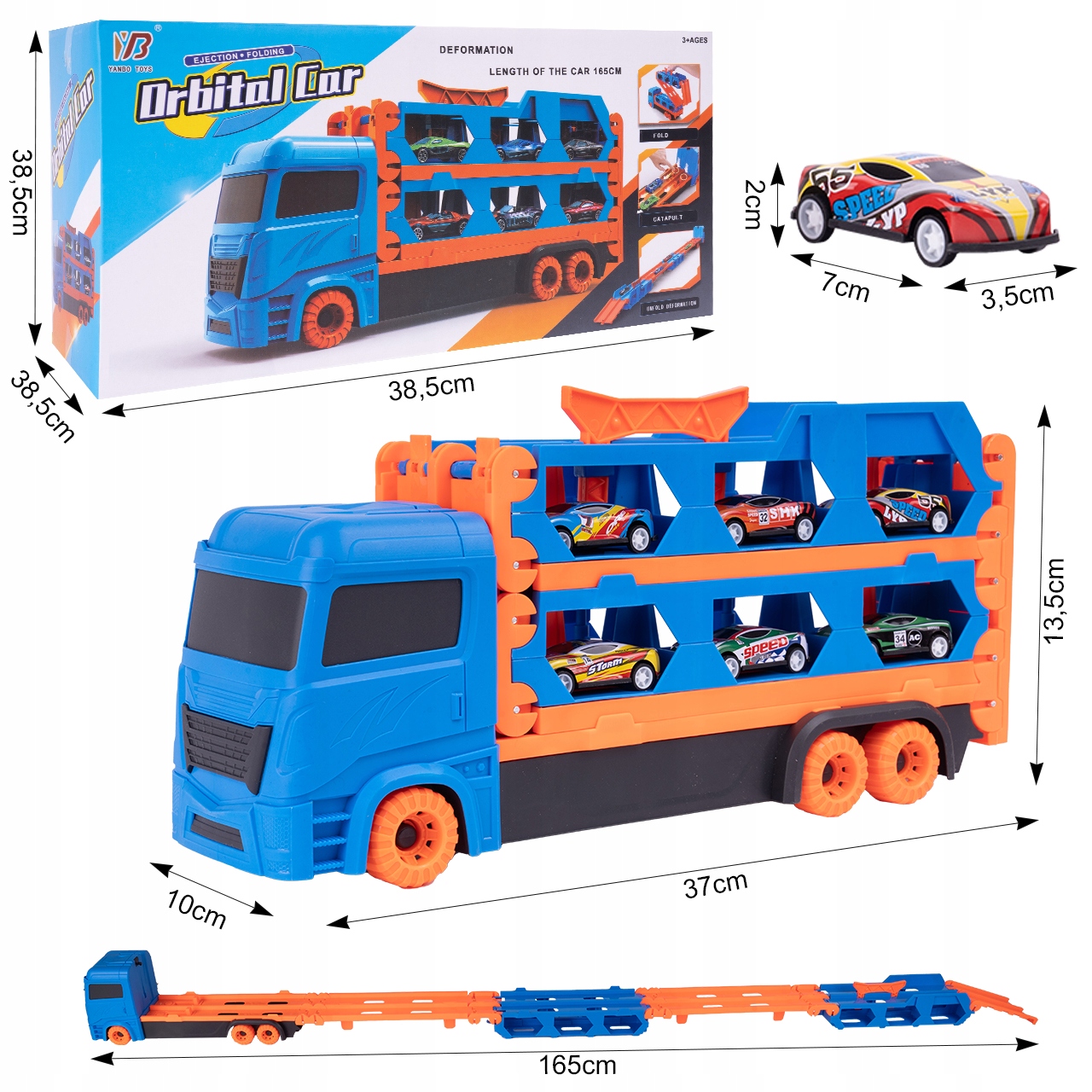 LAWETA TIR CIĘŻARÓWKA WYRZUTNIA RESORAKI MAŁE AUTA Bohater brak