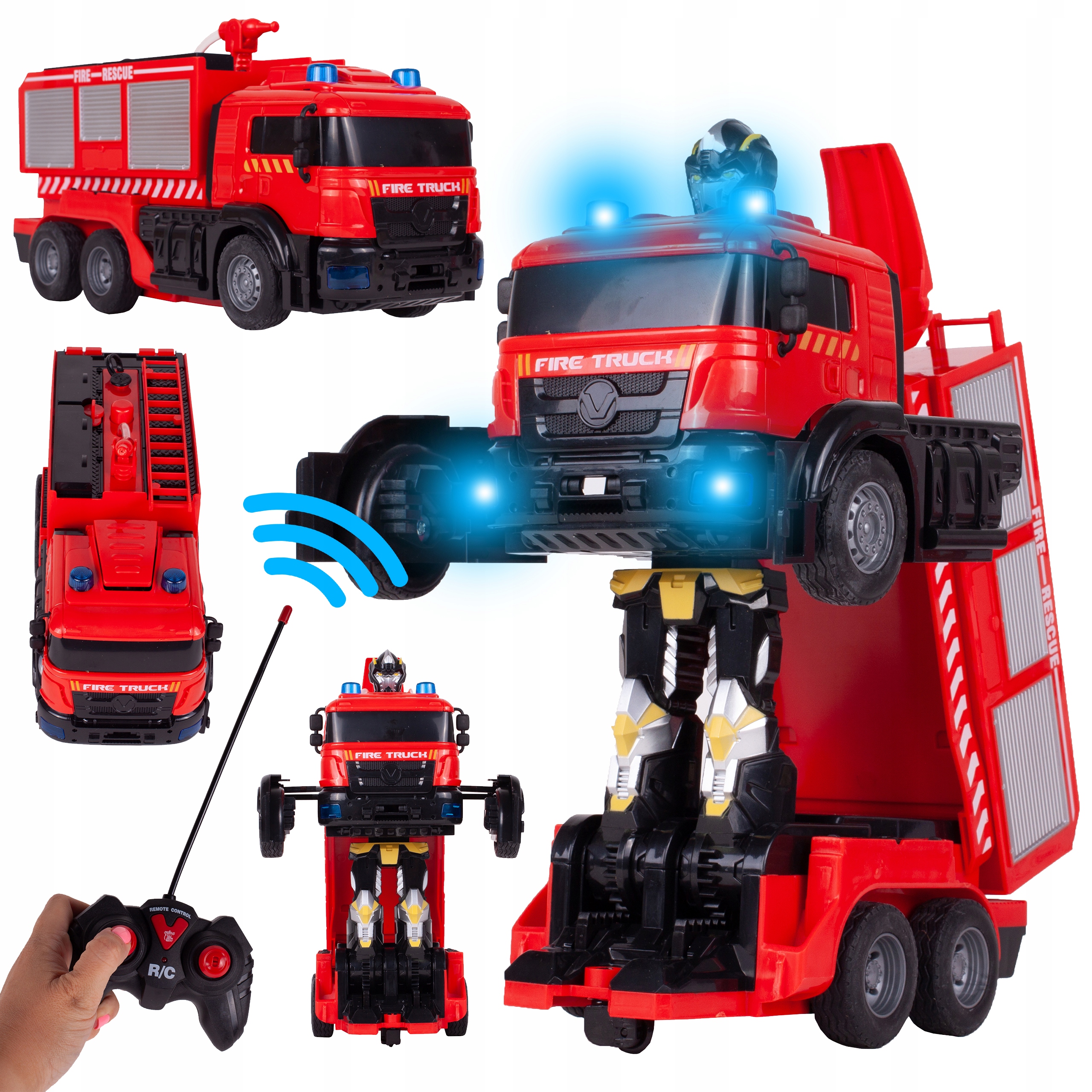 ROBOT TRANSFORMUJĄCY STRAŻ POŻARNA NA PILOTA AUTO