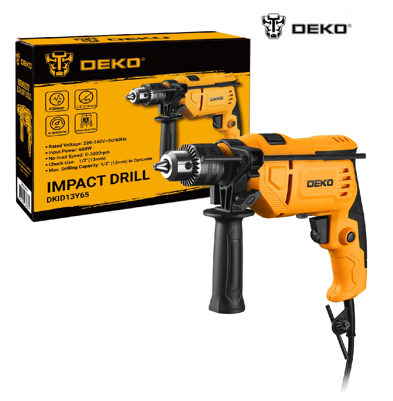 DEKO WIERTARKA UDAROWA 650W REGULACJA DKID13Y65 EAN (GTIN) 6975495582314