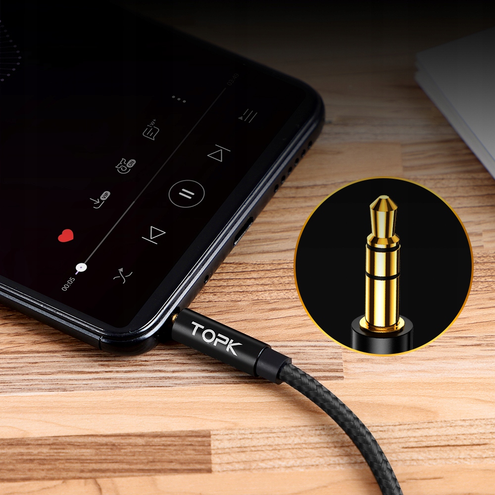 KABEL AUX JACK - JACK 3,5 STEREO TOPK 0,5m Kod producenta L20