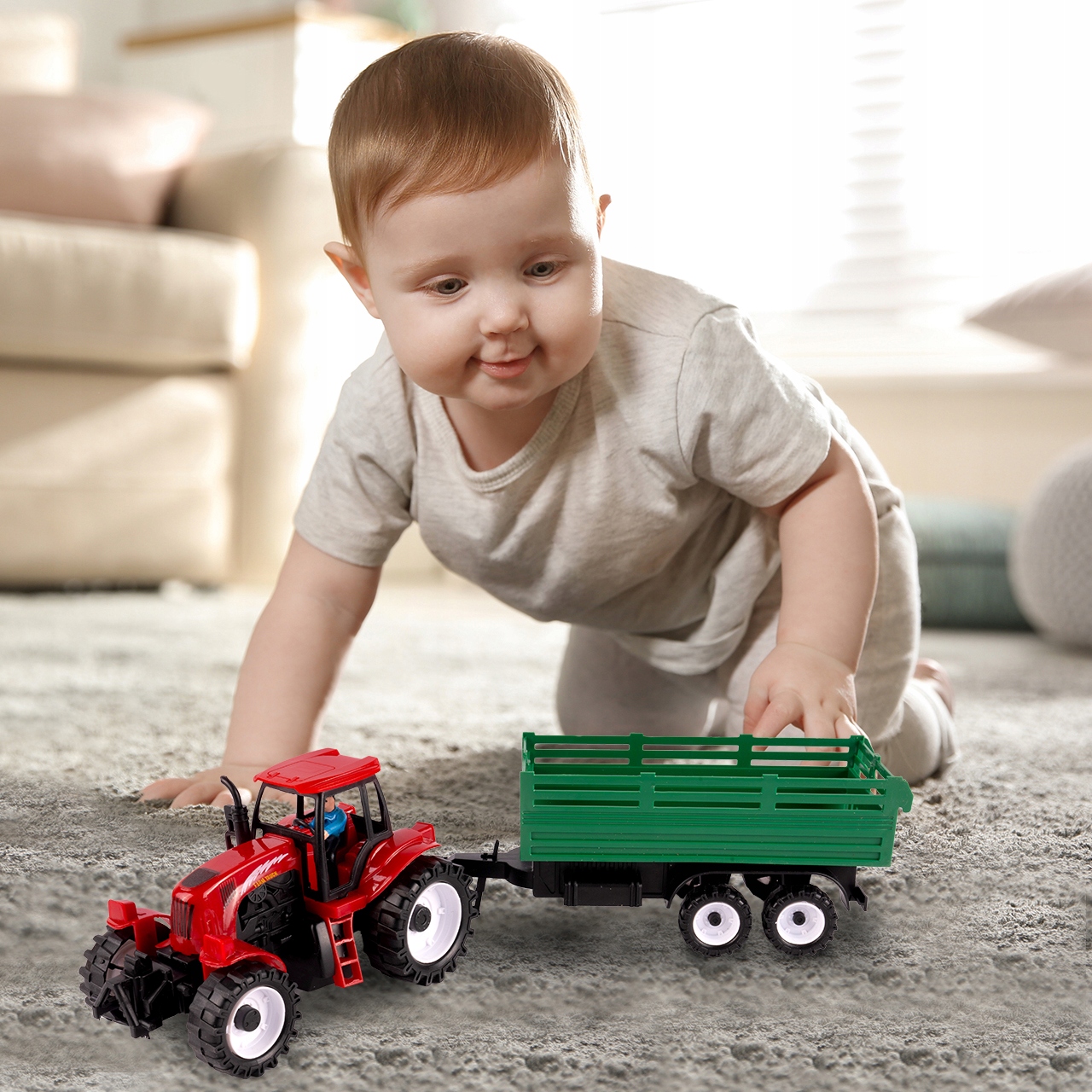 TRAKTOR ZABAWKA Z ODCZEPIANĄ PRZYCZEPĄ + FIGURKA FAMERA W TRAKTORZE Waga produktu z opakowaniem jednostkowym 0.542 kg
