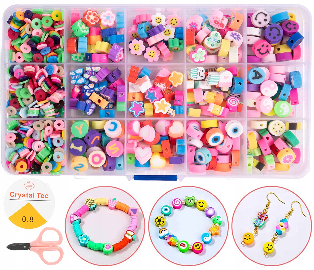 ZESTAW KOLOROWYCH KORALIKÓW 1000PCS BIŻUTERIA DIY Szerokość produktu 20 cm