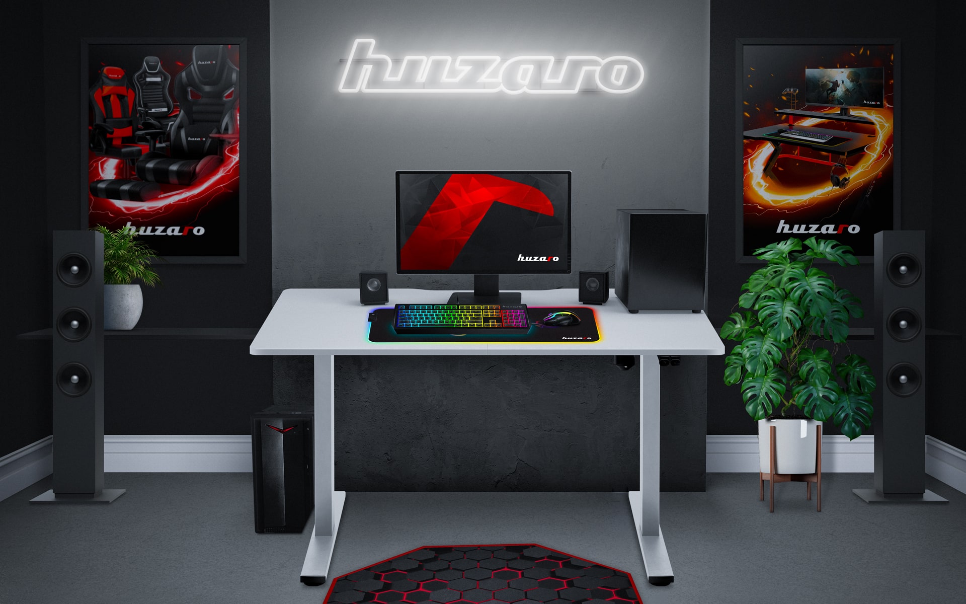 Biurko gamingowe elektryczne Huzaro Hero 8.0 White