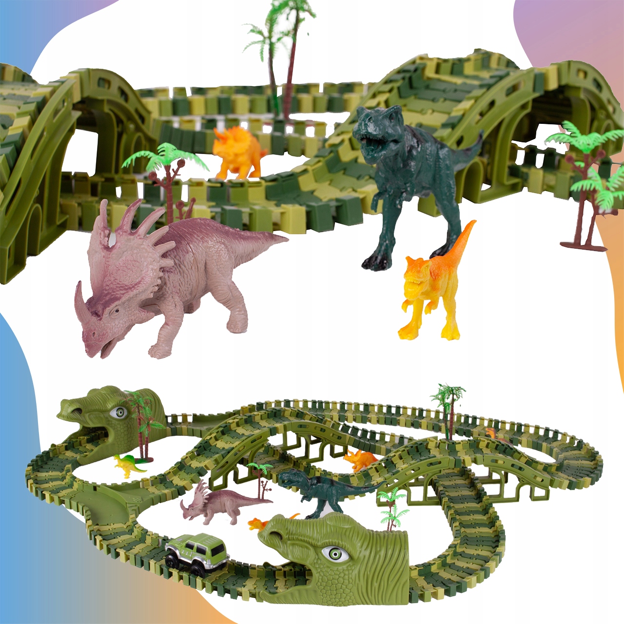 MEGA TOR WYŚCIGOWY XXXL DINOZAUR DINO PARK 240 el. Marka MalPlay