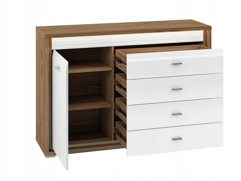 DALLAS 03 KOMODA ELEGANCKA BIAŁY LAKIER POŁYSK Szerokość mebla 138 cm