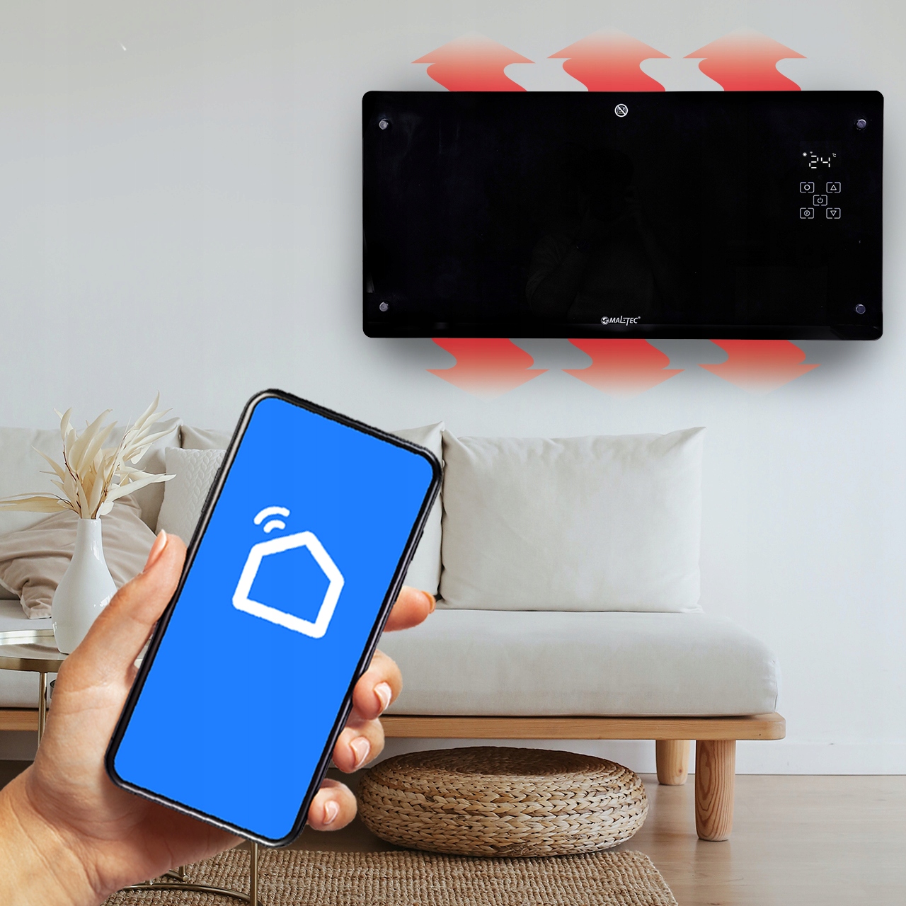 GRZEJNIK KONWEKCYJNY SZKLANY ECO WIFI TERMOSTAT Moc grzewcza 2000 W