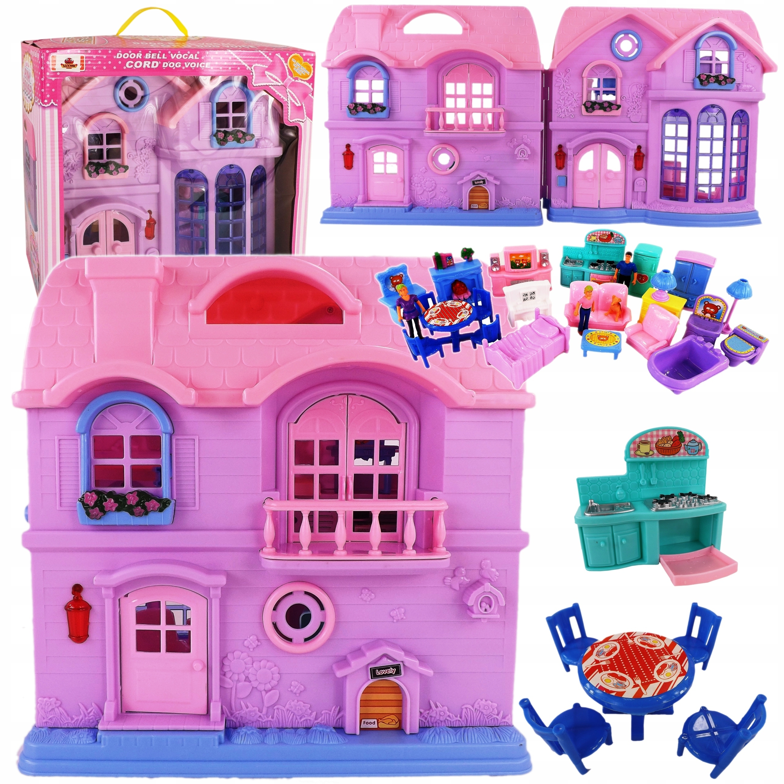 DOMEK DLA LALEK DZWONEK DO DRZWI! rodzinka 8039