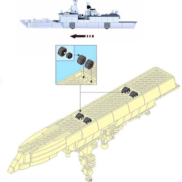 Klocki Statek NISZCZYCIEL Rakietowy, Wojsko Armia Tomdorix