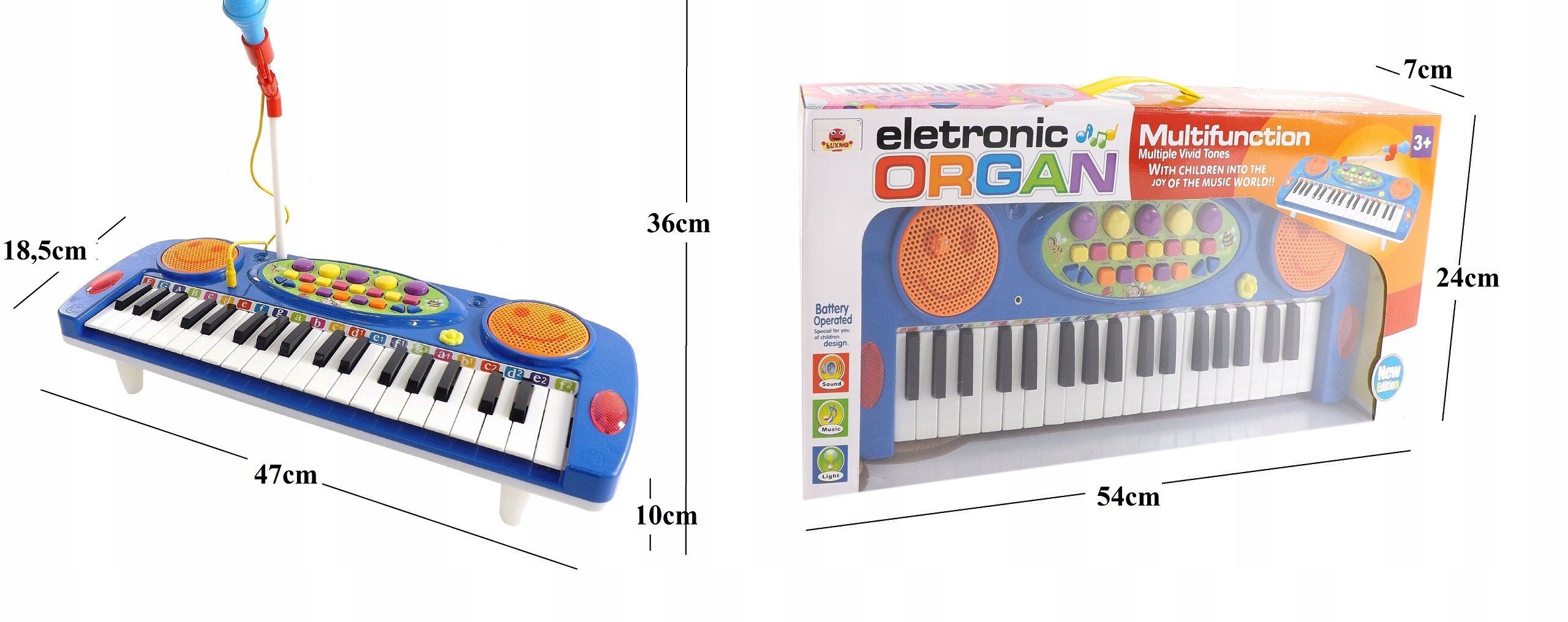 ORGANY Z MIKROFONEM 37 KLAWISZY NAGRYWANIE 3702 N Waga (z opakowaniem) 1.02 kg
