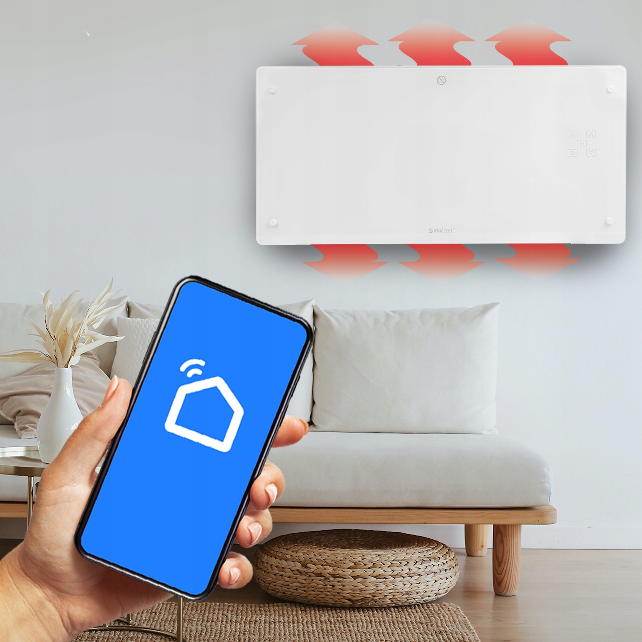 KONWEKCYJNY GRZEJNIK WIFI TERMOSTAT TRYB ECO 2000W Szerokość 80.4 mm