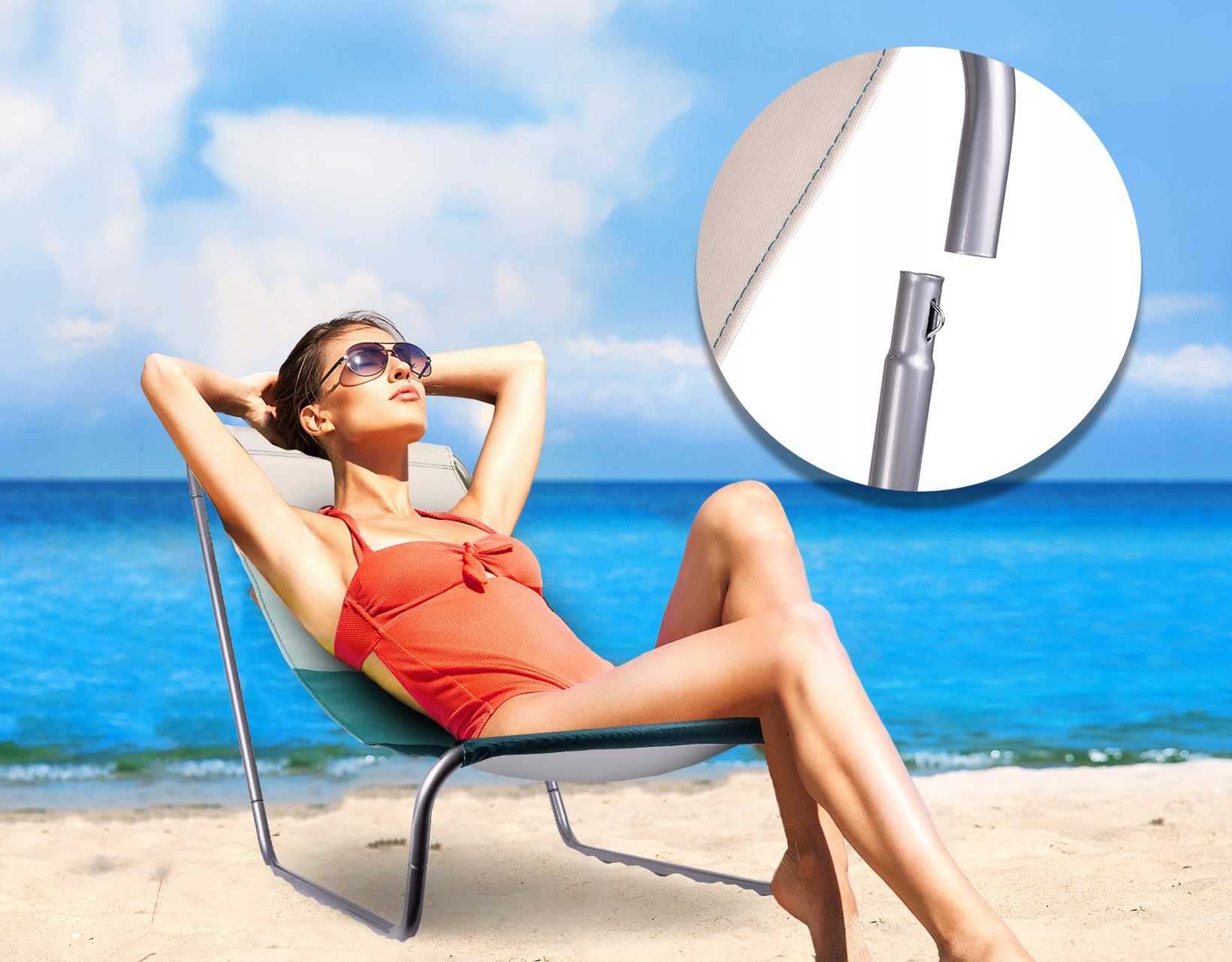 LEŻAK PLAŻOWY OGRODOWY SKŁADANY LEŻANKA + TORBA Model LAGOON