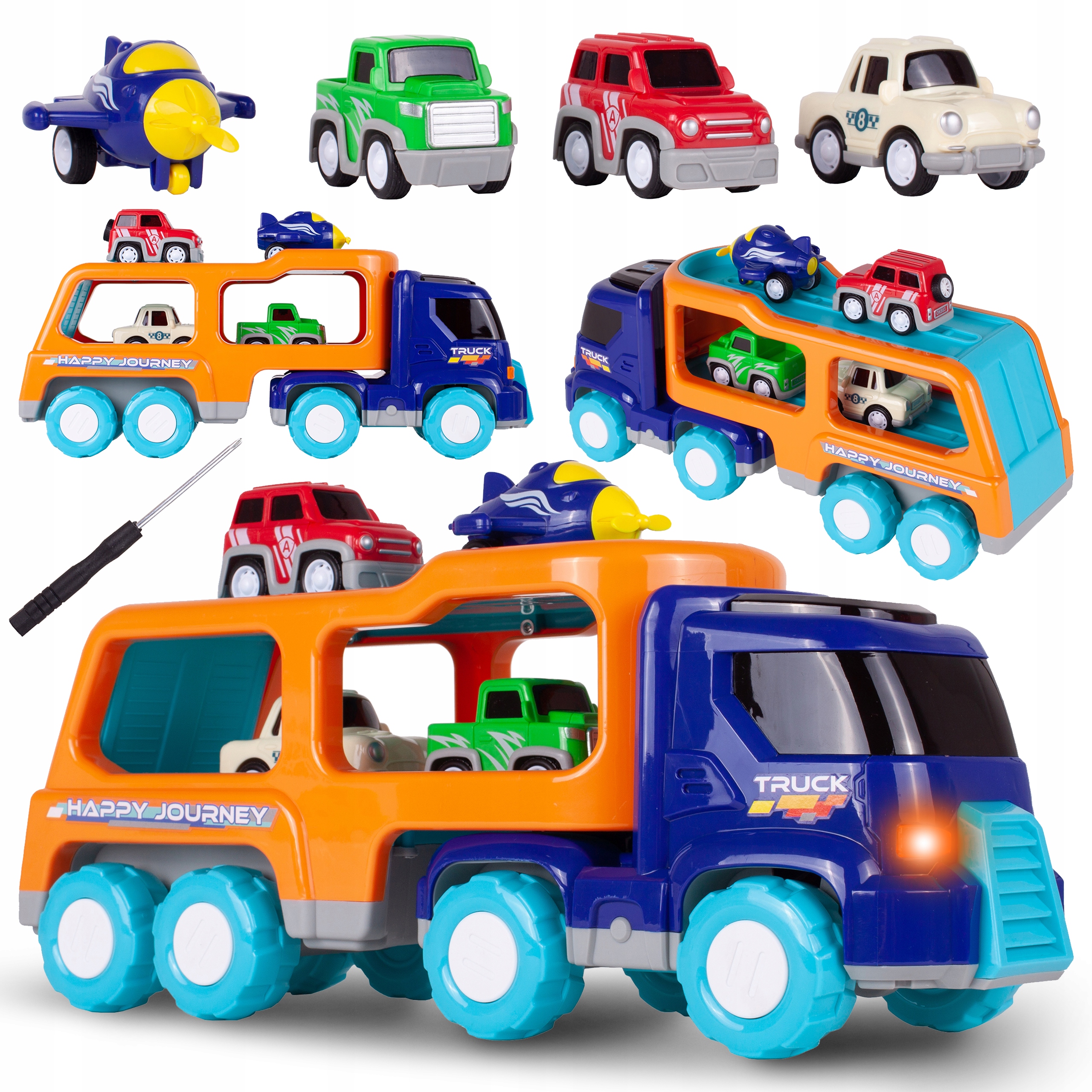 LAWETA DUŻA CIĘŻARÓWKA TIR Z AUTAMI I SAMOLOTEM