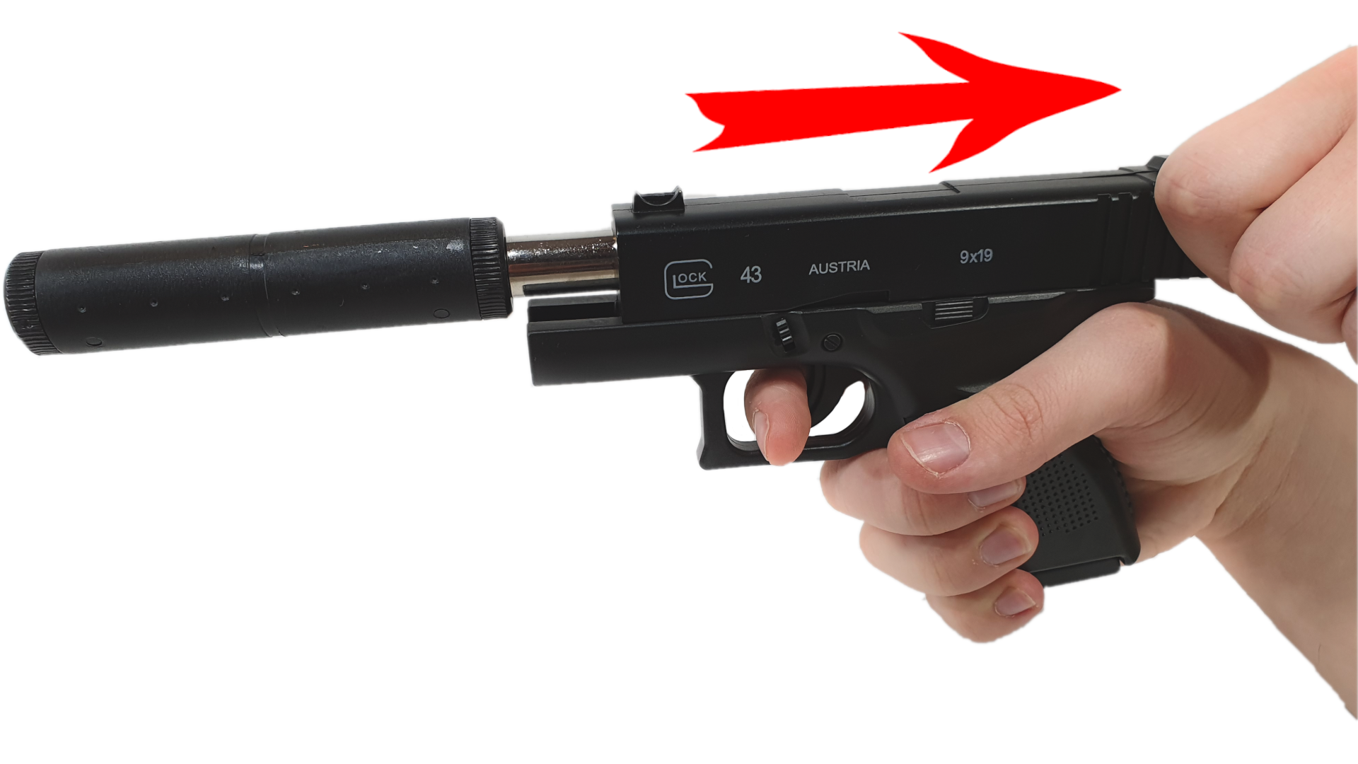 GLOCK 43 Pistolet Metalowy Na Kulki 6mm z Tłumnikiem TOMDORIX