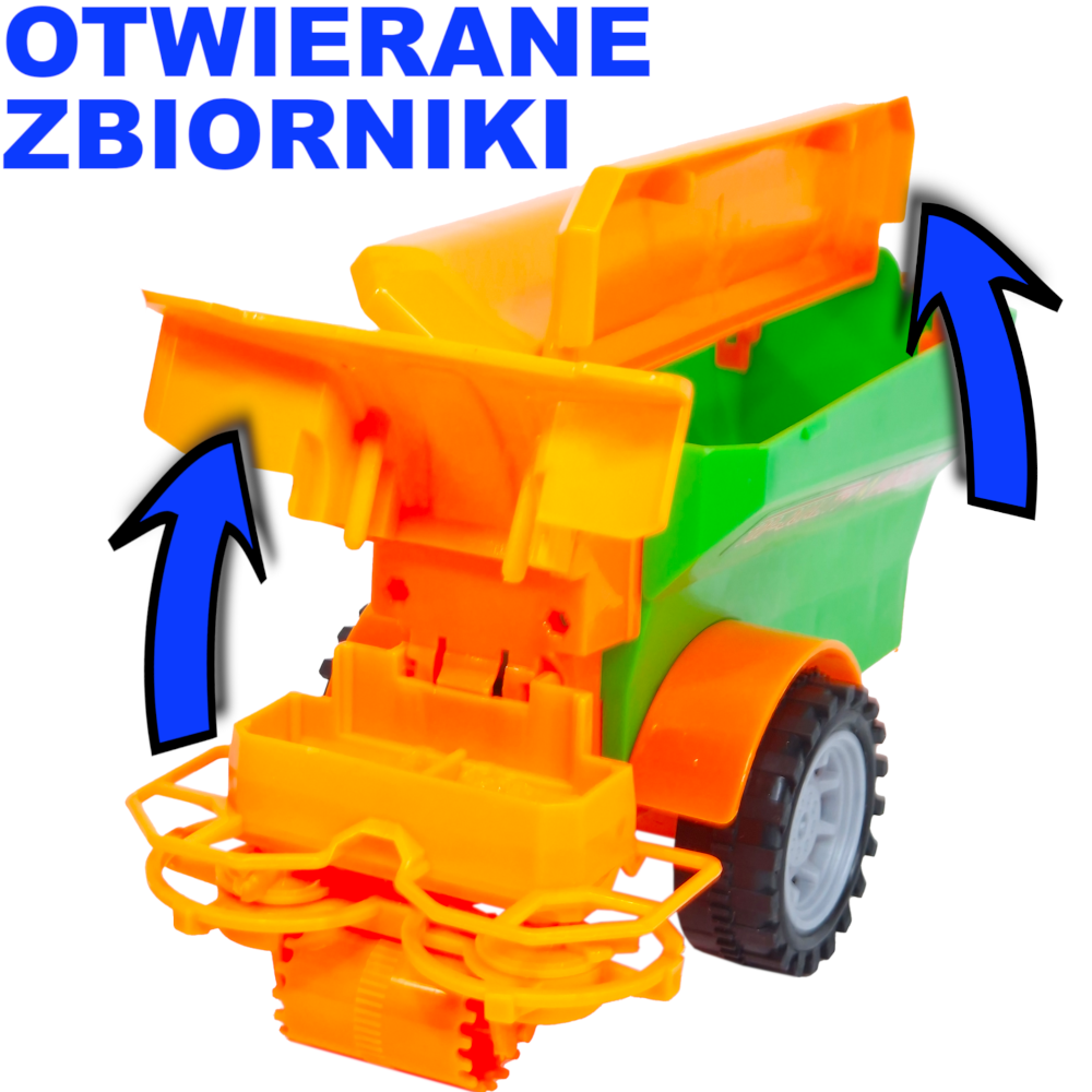 Traktor Ciągnik Na Baterie Z Przyczepą Rozsiewacz Do Nawozu Światło Dźwięk TOMDORIX