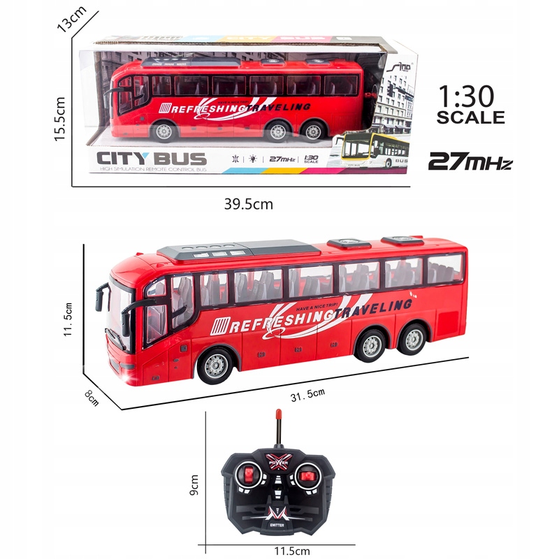 DUŻY AUTOBUS TURYSTYCZNY ZDALNIE STEROWANY QH866-2 Materiał Plastik