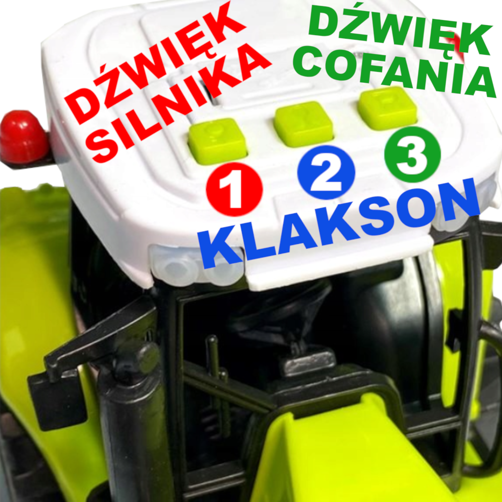 Traktor Ciągnik Na Baterie Z Przyczepą Rozrzutnik Obornika Światło Dźwięk TOMDORIX