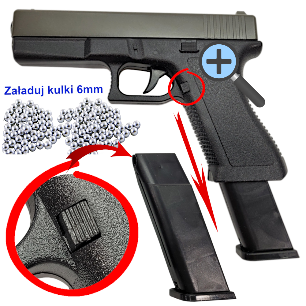 Pistolet Glock P80 ASG Na Kulki Metal Polimer wer wojsko+Granat Tomdorix