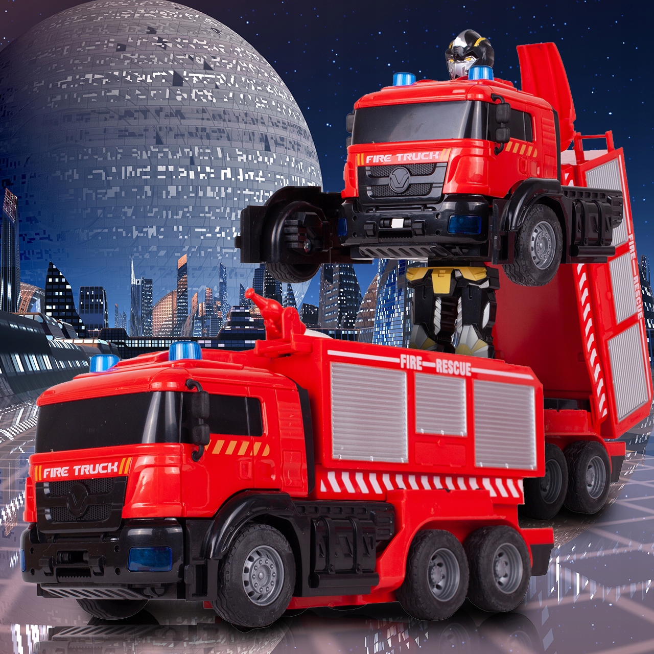 ROBOT TRANSFORMUJĄCY STRAŻ POŻARNA NA PILOTA AUTO Wysokość produktu 26 cm