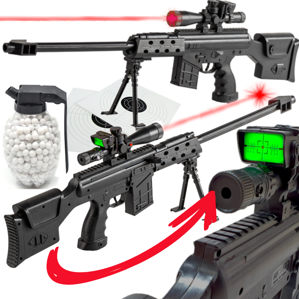 Karabin Snajperka Na Kulki 6mm Replika ASG z Laserem i Atrapą Kolimatora TOMDORIX