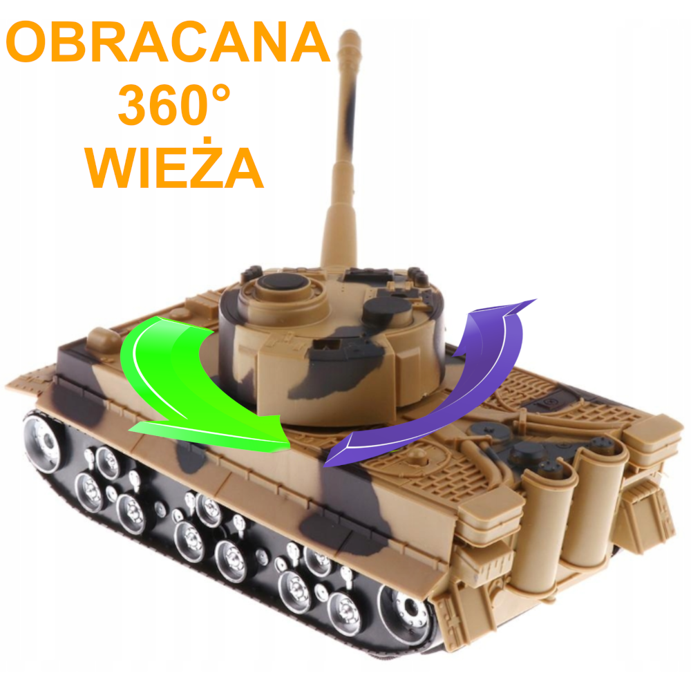 Tygrys RC Czołg Zdalnie Sterowany Na Pilota Radio Baterie Ze Świecącymi Reflektorami LED TOMDORIX