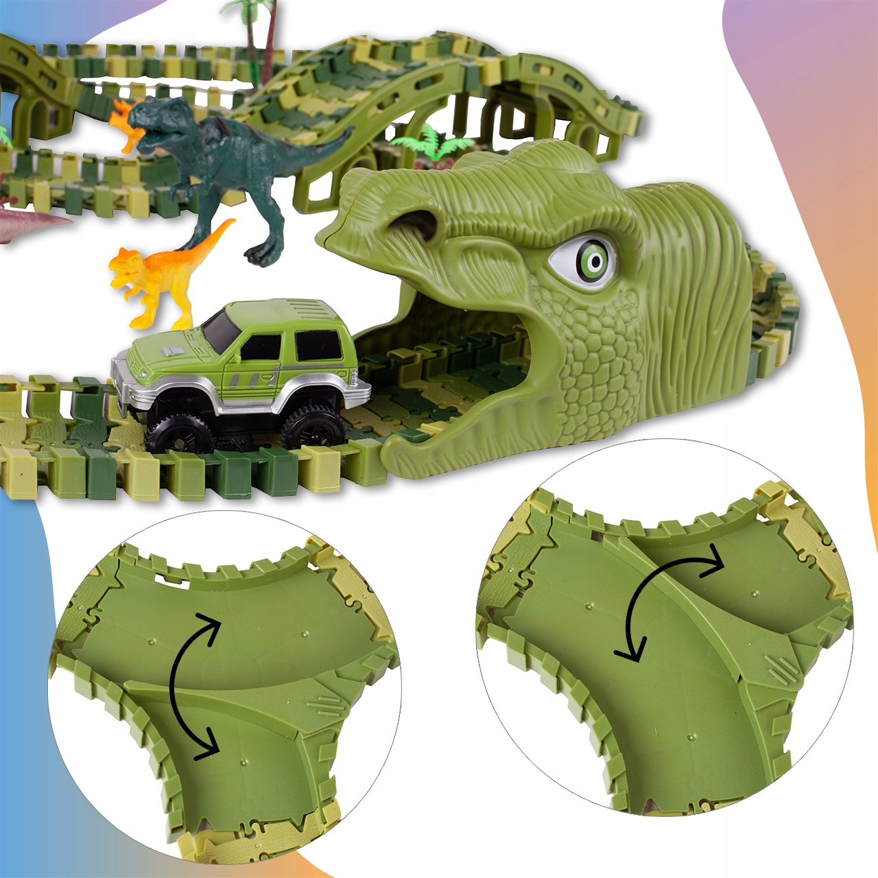 MEGA TOR WYŚCIGOWY XXXL DINOZAUR DINO PARK 240 el. Model MalPlay