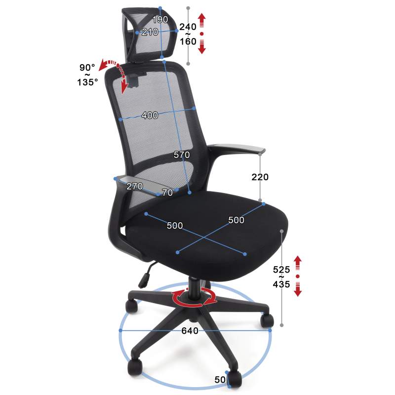 Ergonomiczny fotel biurowy Ergosolid AMO-90 szarny