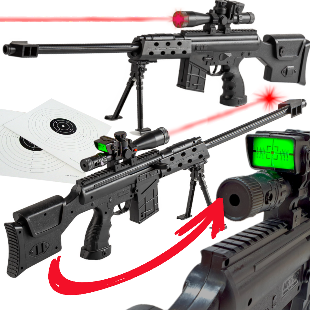 Karabin Snajperka Na Kulki 6mm Replika ASG z Laserem i Atrapą Kolimatora TOMDORIX