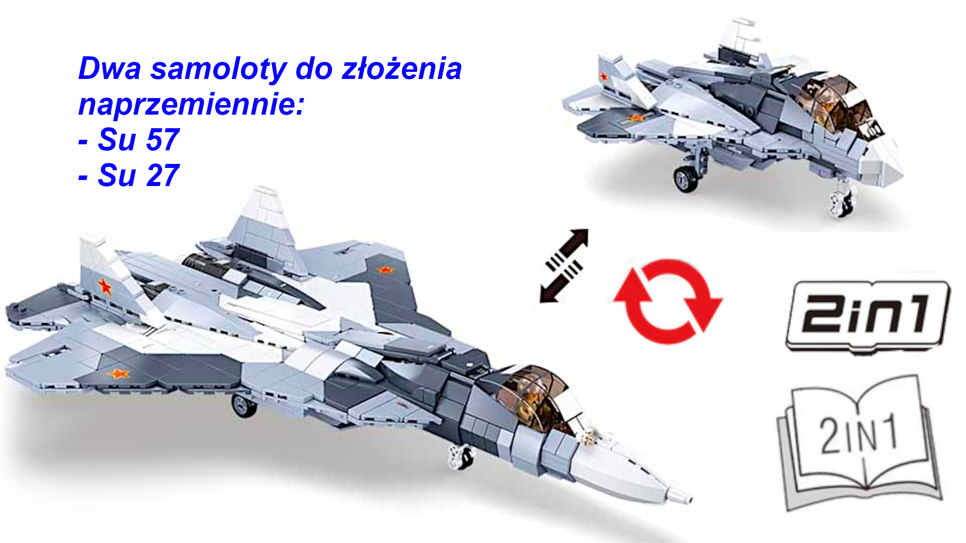 Klocki Samolot Mysliwiec SU57 SU27 FLANKER Odrzutowiec TOMDORIX