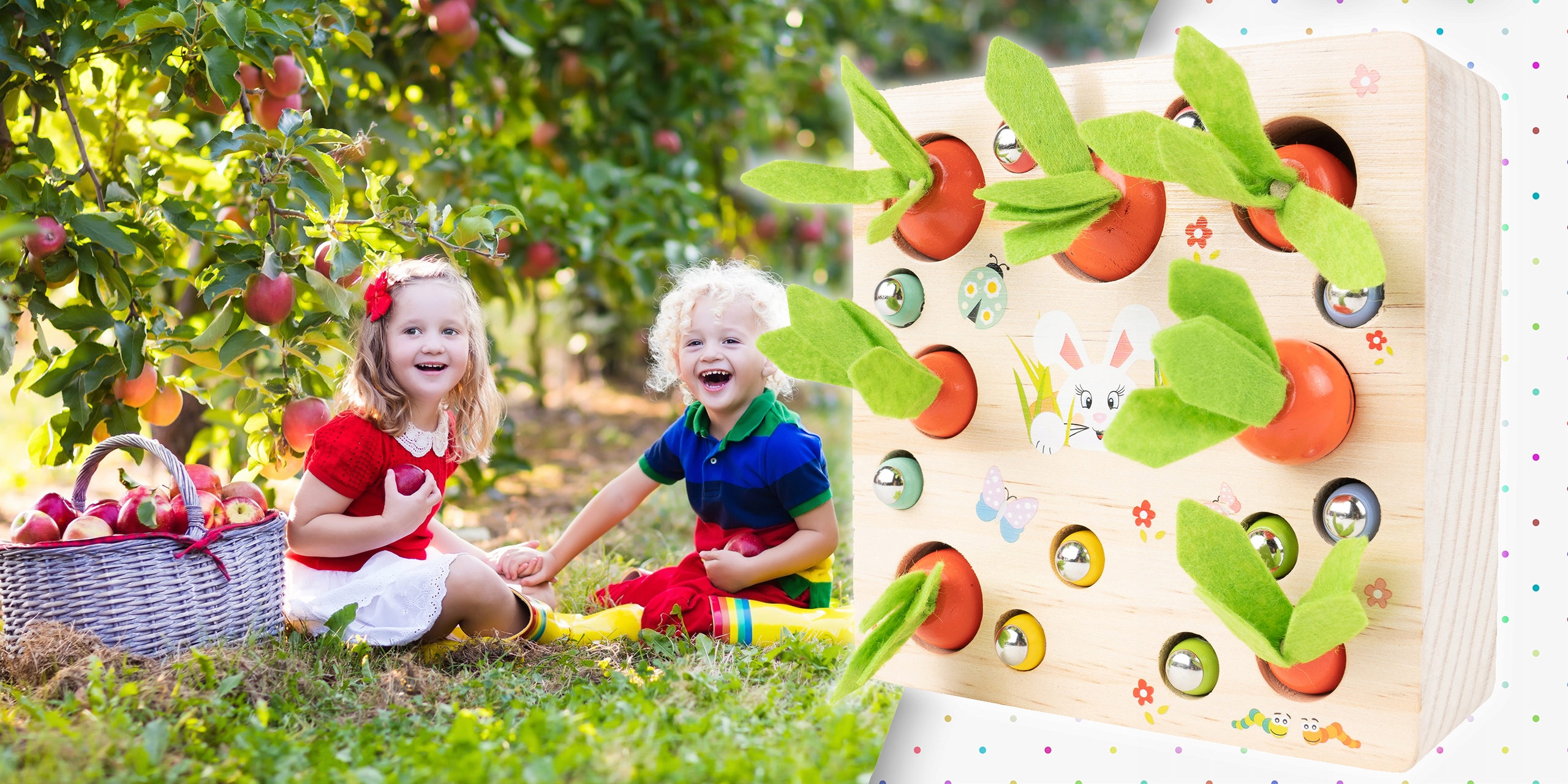 DOPASUJ MARCHEWKĘ GRA ZRĘCZNOŚCIOWA DREWNIANA Szerokość produktu 14.5 cm