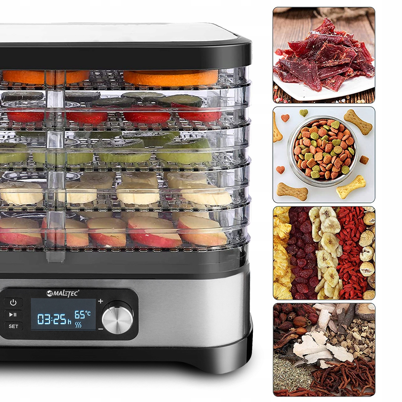 SUSZARKA DO GRZYBÓW OWOCÓW WARZYW SPOŻYWCZA 450W Szerokość produktu 31.5 cm