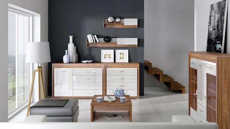 DALLAS 03 KOMODA ELEGANCKA BIAŁY LAKIER POŁYSK Wysokość mebla 94 cm