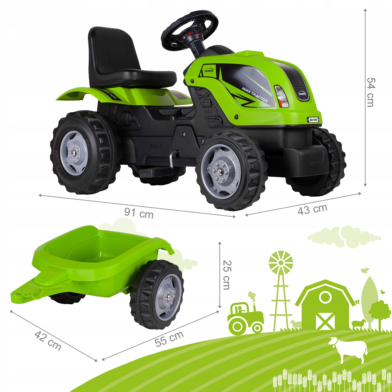 DUŻY TRAKTOR JEŹDZIK Z PRZYCZEPĄ TRAKTOREK PEDAŁY Marka inna