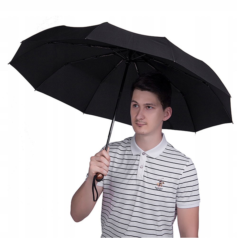 PORZĄDNY PARASOL PARASOLKA AUTOMAT SKŁADANY WŁÓKNO Nazwa koloru producenta czarny