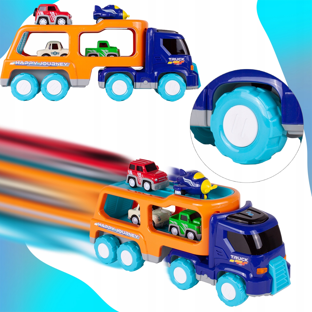 LAWETA DUŻA CIĘŻARÓWKA TIR Z AUTAMI I SAMOLOTEM Certyfikaty, opinie, atesty CE EN 71