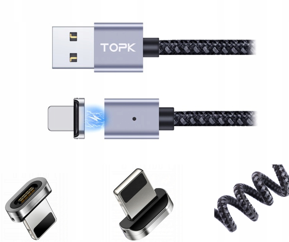 Kabel Magnetyczny Lightning do iPhone 1 metr TOPK EAN (GTIN) 5904639993502