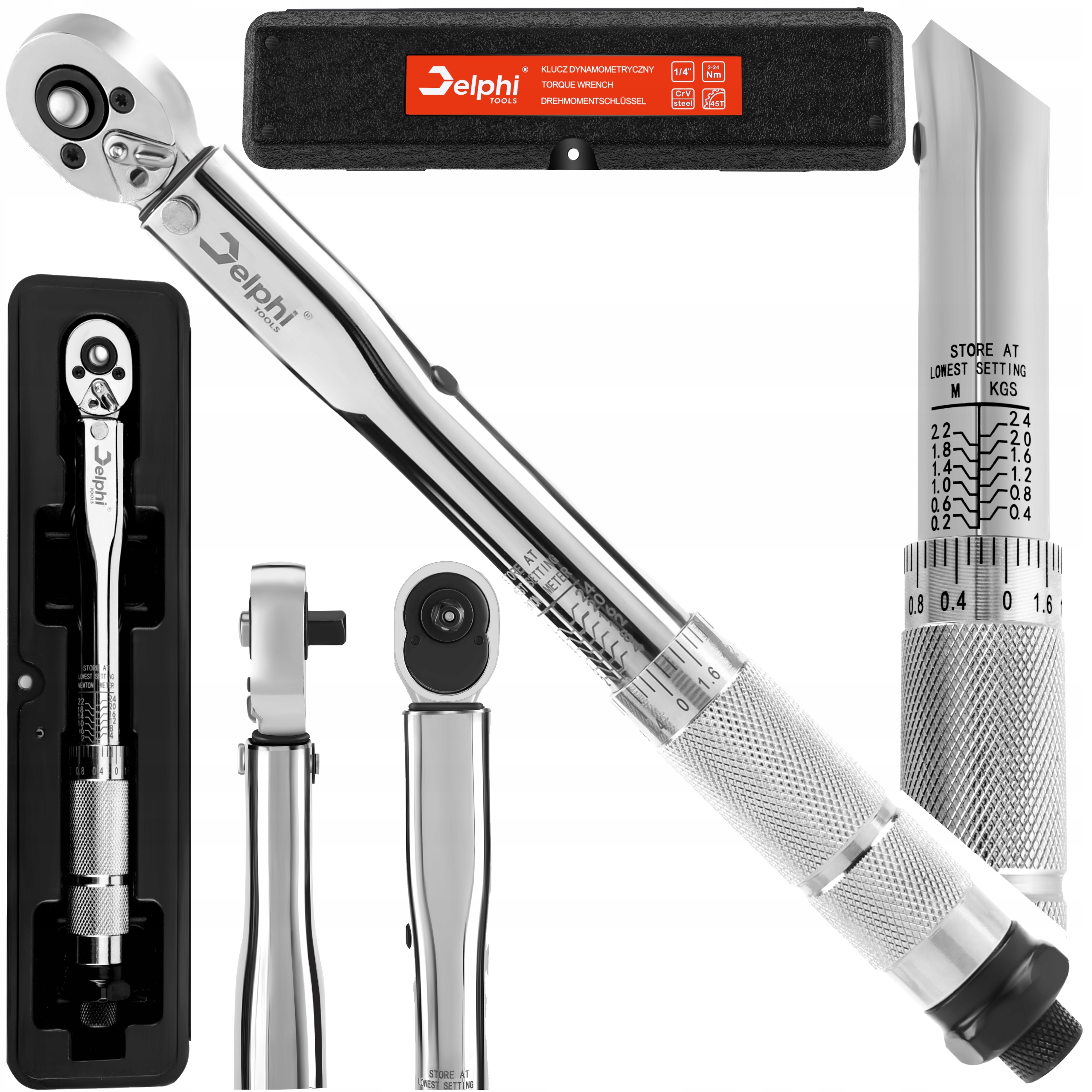 KLUCZ DYNAMOMETRYCZNY Delphi Zakres Momentu 2-24Nm z Blokadą 1/4