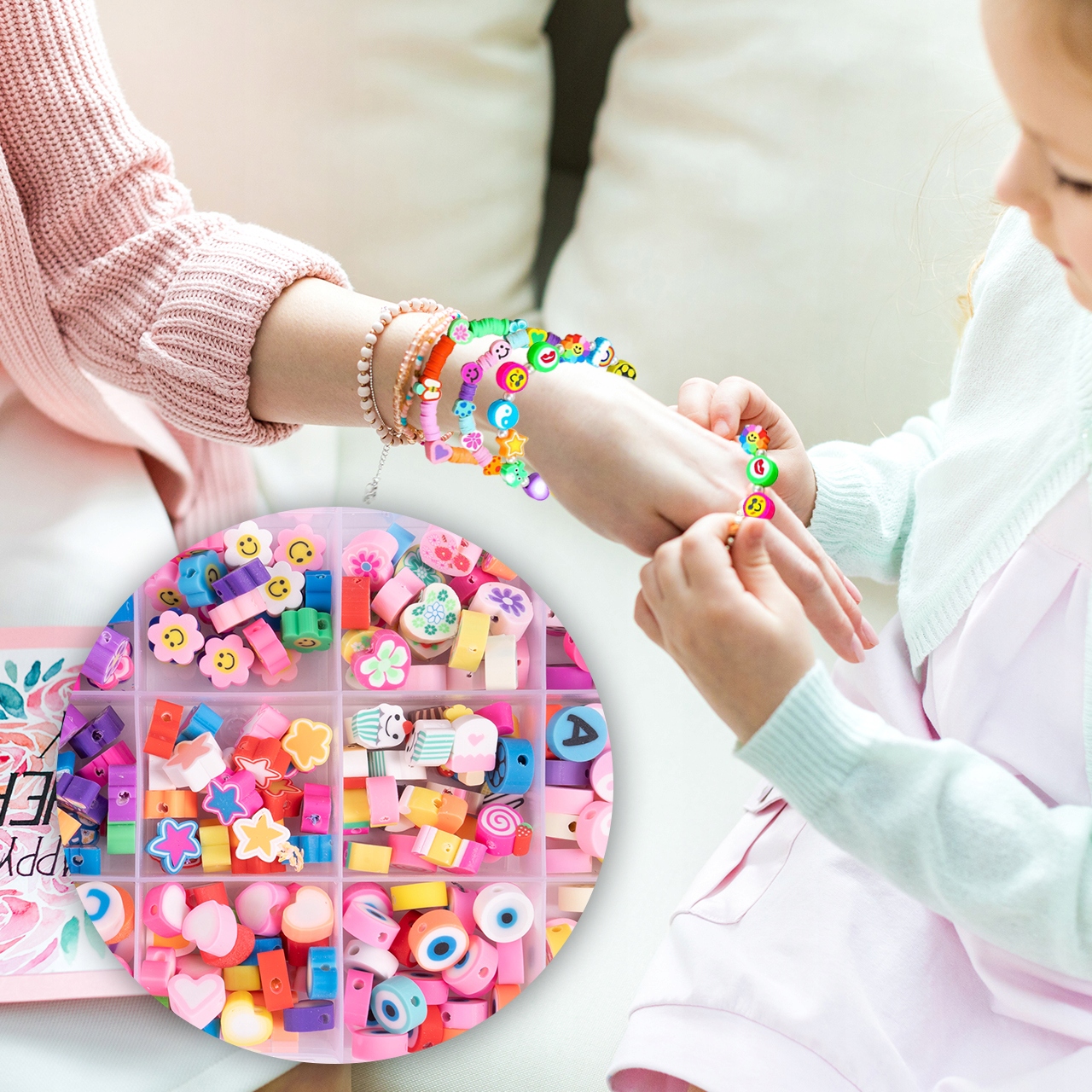 ZESTAW KOLOROWYCH KORALIKÓW 1000PCS BIŻUTERIA DIY Wysokość produktu 4 cm