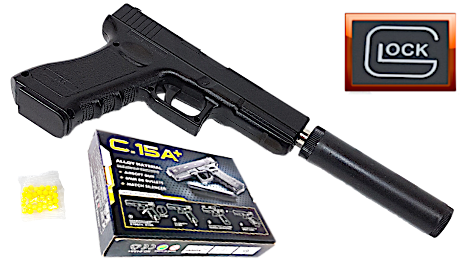 Metalowy Pistolet Na Kulki GLOCK 17 100% METAL+ dwie tarcze TOMDORIX