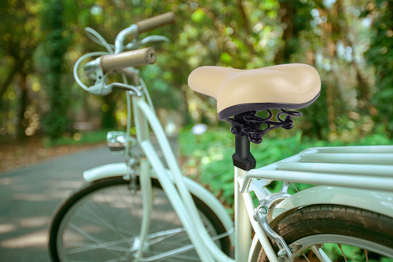 SIODEŁKO DO ROWERU SPRĘŻYNOWE MIEJSKIE SZEROKIE Długość 250 mm