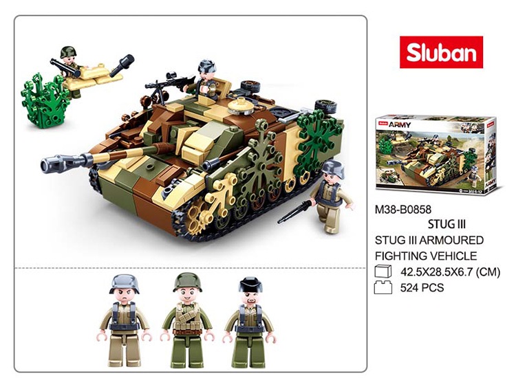 Klocki Niszczyciel Czołgów Niemiecki StuG.III Armia Tomdorix