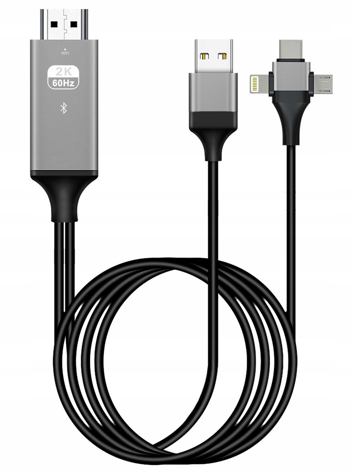 Kabel USB-A - USB-C + micro-B + Lightning 2 m Czarny – Wysoka jakość i wszechstronność