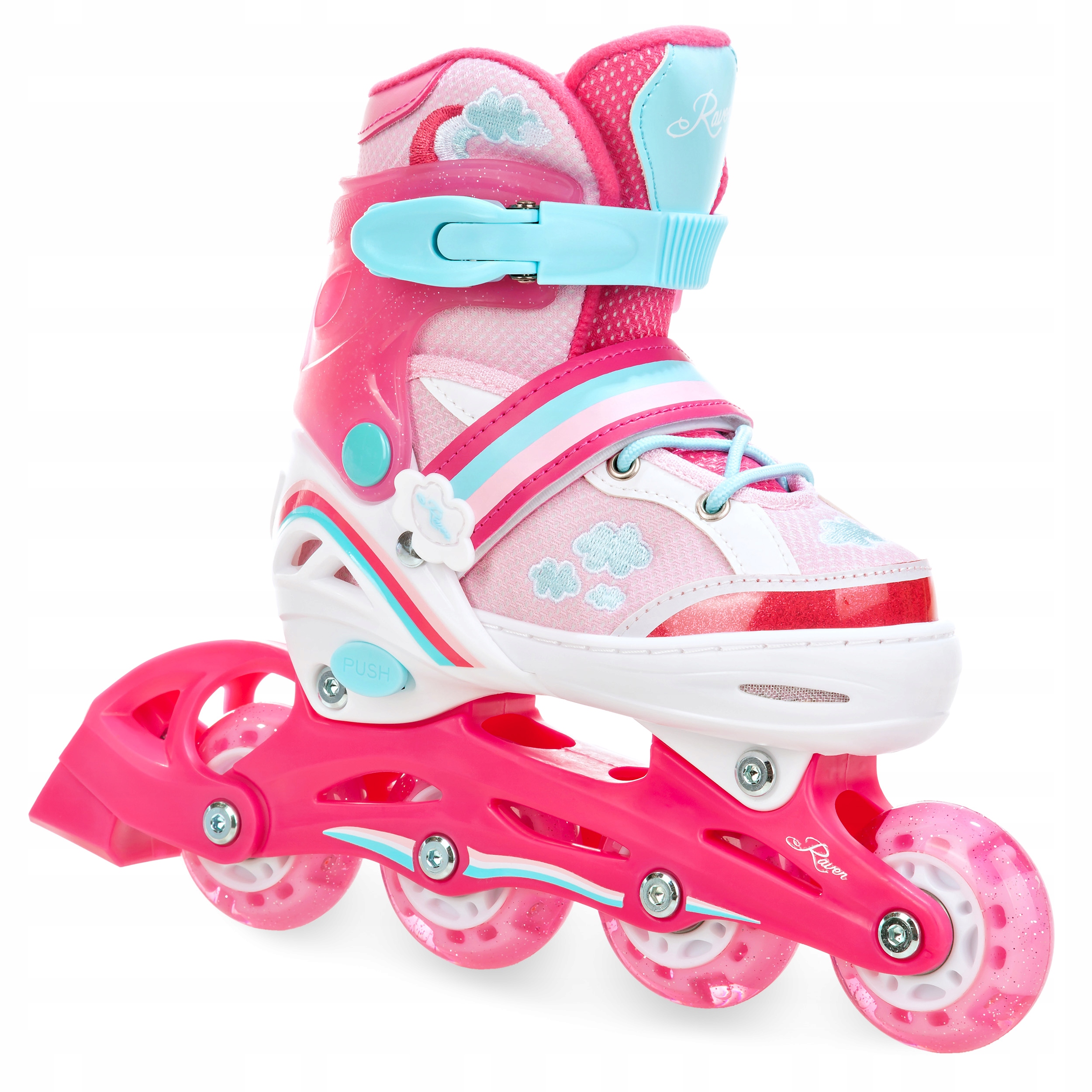 Rolki Regulowane RAVEN Zoya Pink 27-30 Kółka LED Marka Raven