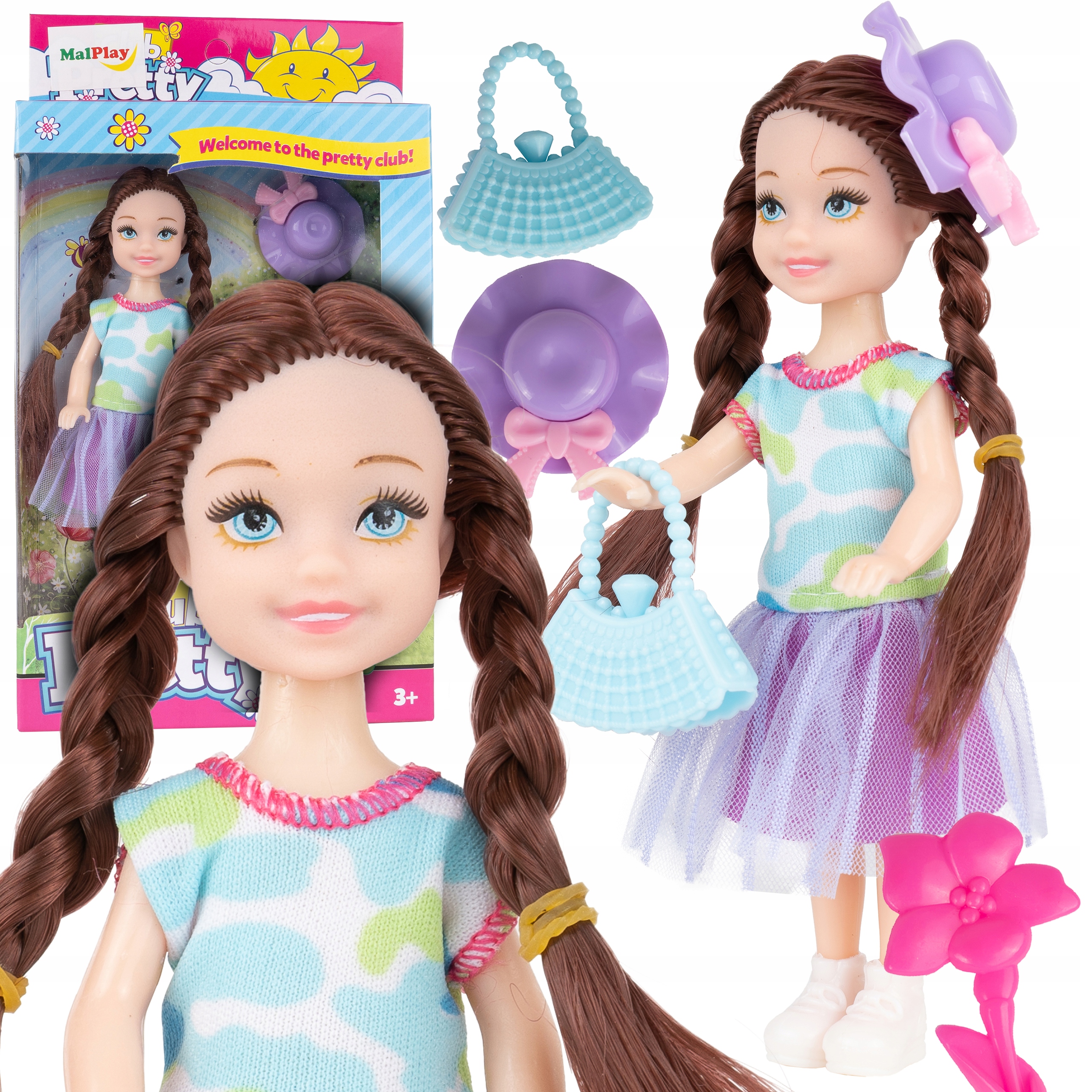 LALKA MODOWA BRUNETKA Z AKCESORIAMI 14 CM FASHION