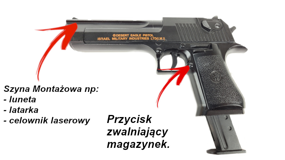 Desert Eagle Pistolet Metalowy Na Kulki 6mm. FULL Metal TOMDORIX