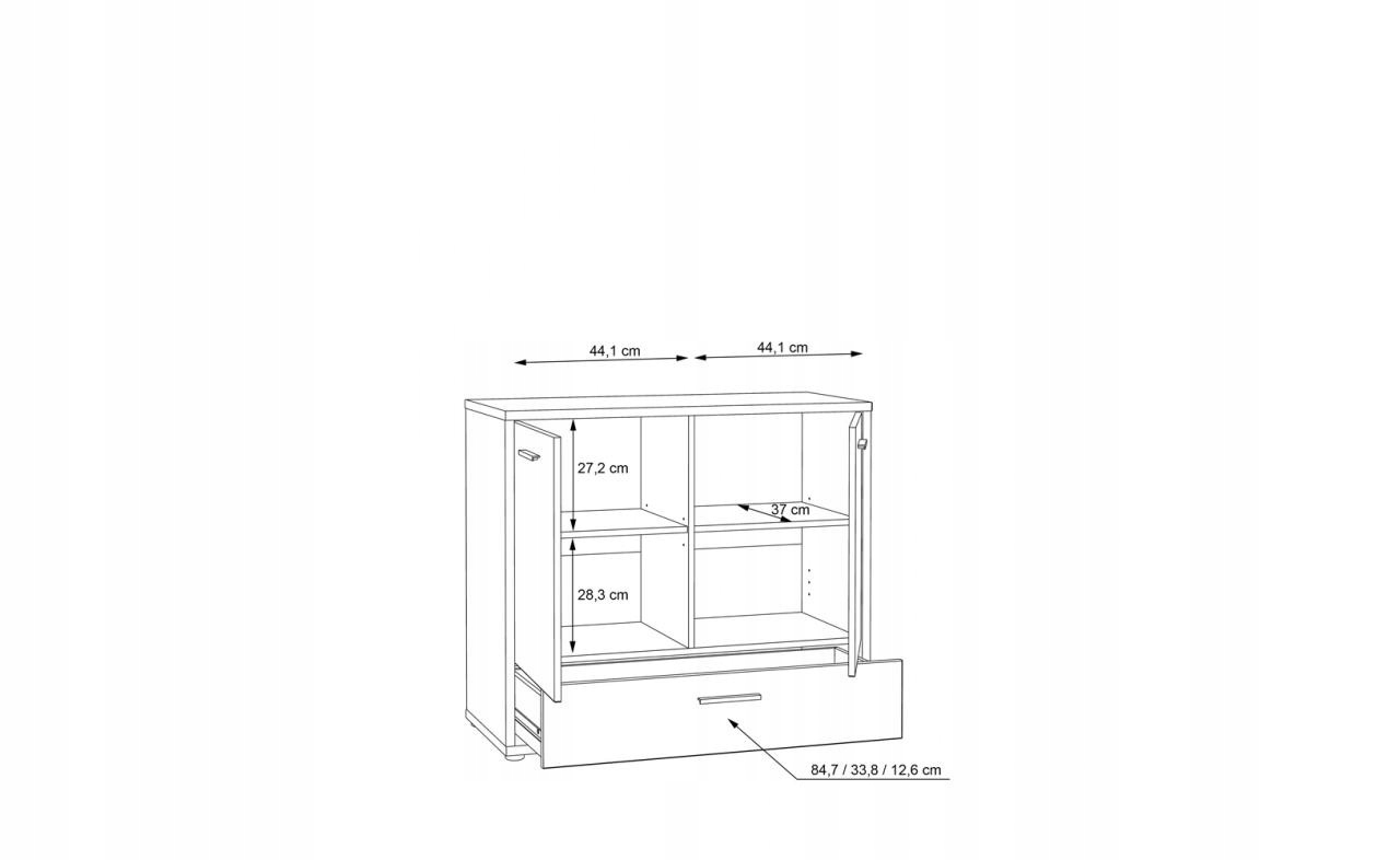 Komoda CHICORY biały/dąb riviera CHRK221-M213 Głębokość mebla 42 cm